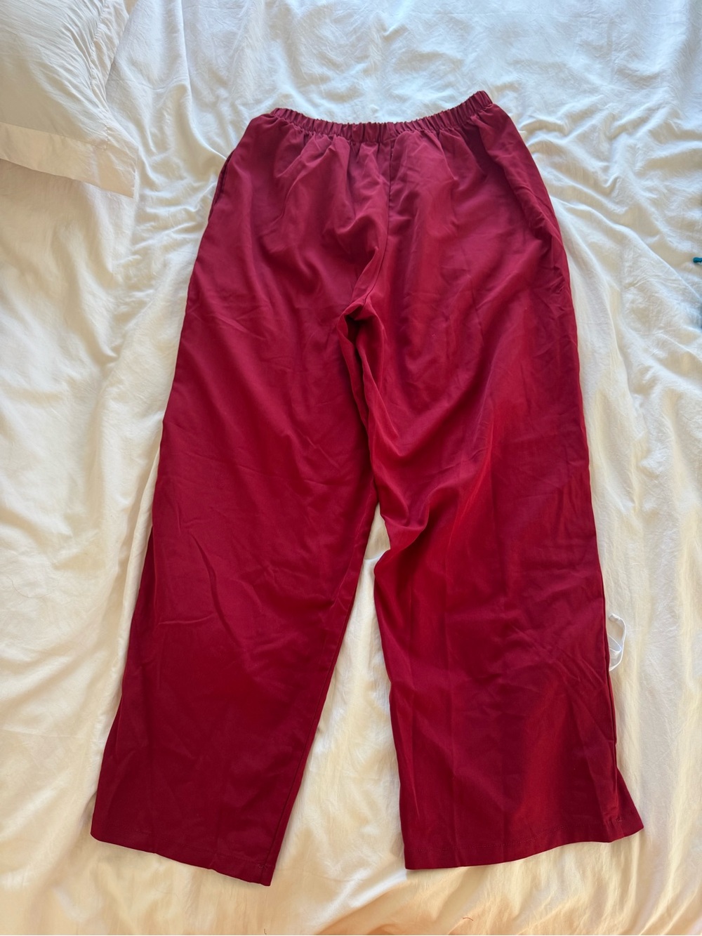 Wide-Leg Burgundy Track Pants with White Side Stripes - Picture 5 of 5